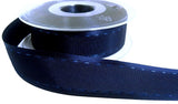 25mm Navy Satin-Taffeta Retro Stitch Ribbon by Berisfords