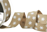 25mm Oatmeal Polka Flakes Print Rustic Taffeta Ribbon | Berisfords