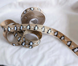 R9396 25mm Oatmeal Penguins Rustic Taffeta Ribbon by Berisfords