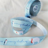 R9466 27mm Blue A Merry Christmas-Polar Bear-Penguin Printed Ribbon