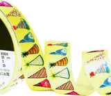 25mm Lemon-Multi Clown Hats Printed Satin Ribbon by Berisfords