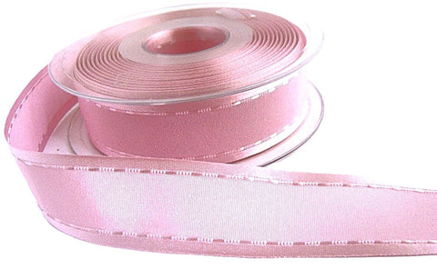 25mm Azalea Pink Satin-Taffeta Retro Stitch Ribbon by Berisfords