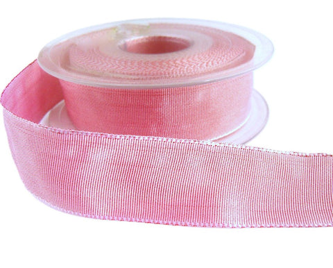 25mm Pink & Red Shot Woven Wired Edge Taffeta Ribbon | Berisfords