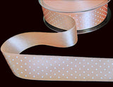 25mm Peach-White Micro Polka Dot Spotty Satin Ribbon | Berisfords