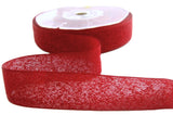 22mm Scarlet Berry Red Feather Sheer Ribbon.