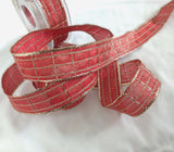 R2760 25mm Red Satin & Metallic Gold Weave
