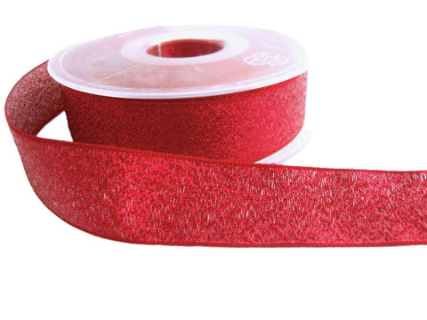 25mm Red Textured Metallic Lame Ribbon | Berisfords