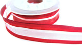 25mm Reds-White Stripe Sheer-Wired Silk Edge Ribbon | Berisfords