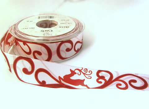 26mm Reindeer Print Wire Edge Taffeta Ribbon - Berisfords