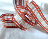 R6781 25mm Rust-White-Metallic Gold-Iridescent Crystal Plaid Ribbon