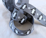R9231 25mm Smoked Grey Penguins Rustic Taffeta Ribbon by Berisfords