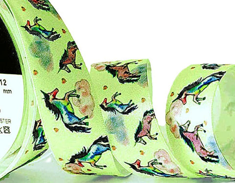 Berisfords Satin Ribbon with a Single Face&nbsp;Printed Unicorns Design