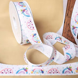 25mm White-Multi Colour Printed Rustic Taffeta Ribbon | Berisfords