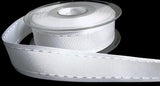 25mm White Satin-Taffeta Retro Stitch Ribbon by Berisfords