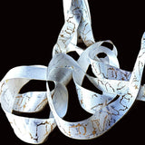 25mm White Satin Ribbon with Metallic Marble Print | Berisfords