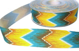 26mm Yellow, Blue & Multi African Print Grosgrain Ribbon