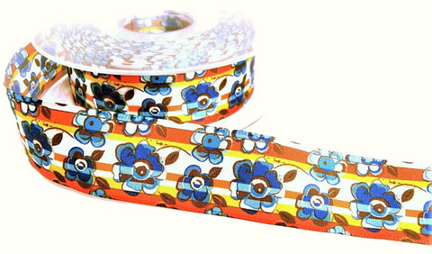 26mm Mixed Colour Wire Edge Floral Print Taffeta Ribbon - Berisfords
