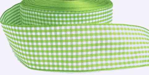 40mm Meadow Green & White Traditional Gingham Ribbon - Berisfords