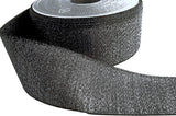 40mm Black Polyester Ribbon with a Metallic Silver Weave