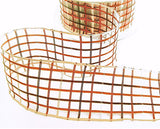40mm Copper-Pearl-Brown Sheer Check Ribbon by Berisfords