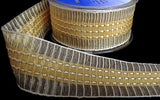 40mm Cream, Honey & Metallic Gold Woven Tartan Ribbon - Berisfords