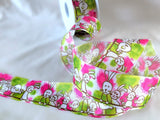 40mm Easter Bunny and Chick Print Wired Edge Taffeta Ribbon.