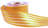 Marigold satin and sheer organza ribbon with gold metallic stripes, 40mm wide