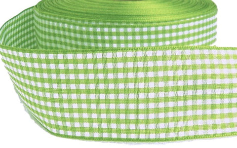 40mm Meadow Green & White Traditional Gingham Ribbon