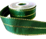 40mm Metallic Green Lame Ribbon with Gold Lurex Stripes | Berisfords