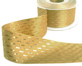 40mm taffeta ribbon with metallic gold woven stripes