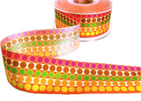 40mm Multi Colour-Spotty Striped Taffeta Ribbon by Berisfords