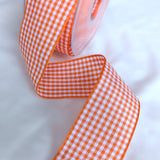 Berisfords 40mm orange and white traditional polyester gingham ribbon 