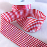40mm Red and White Polyester Gingham Ribbon by Berisfords ribbons uk
