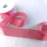 40mm Red and White traditional Gingham Ribbon by Berisfords ribbons UK