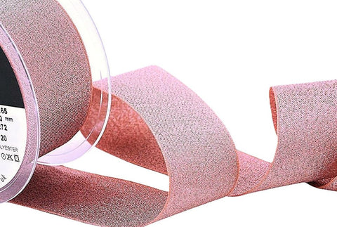 40mm Rose Gold Metallic Lame Ribbon | Berisfords 272