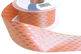 40mm rose gold pink taffeta ribbon with metallic woven stripes