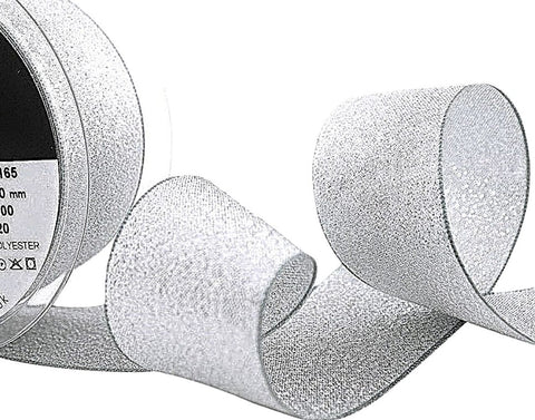 40mm Silver Metallic Lame Ribbon | Berisfords 100