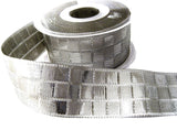 Berisfords Ribbon Sale | 40mm Metallic Silver Mirror Check | 10 metres