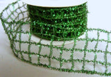 Sale | 20mtrs | 50mm Bottle Green Metallic Tinsel Mesh Wired Ribbon