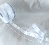 50mm Berisfords Sheer Organza Ribbon with a Satin Centre and Thin Metallic Edges & Stripes 