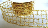 50mm Gold Tinsel Mesh Wired Ribbon | Berisfords
