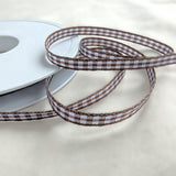 5mm brown and white traditional polyester gingham ribbon by Berisfords ribbons