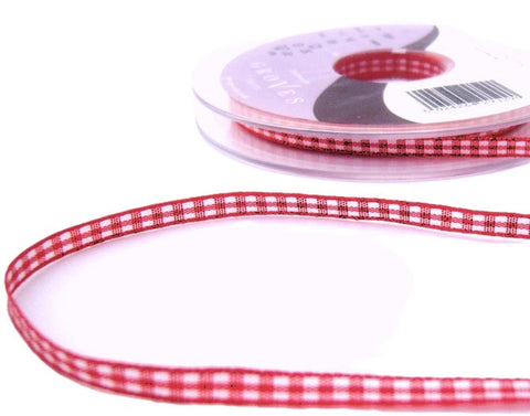 5mm Red & White Traditional Gingham Ribbon | Berisfords