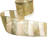 60mm Metallic Gold Glitter Stripe Wired Organza Ribbon | Berisfords