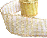 65mm Gold & Copper Stripe Metallic & Nylon Mesh Ribbon | Berisfords