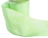 70mm Green & White Pencil Stripe Polyester Taffeta Ribbon | Berisfords