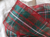 Quality approved Scottish Tartan ribbon. 7cm width, nylon super sheer made in the UK by Berisfords Ribbons.  Cut to order and sold by the metre. full range at Ribbonmoon online store