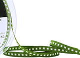 7mm Green Taffeta & Natural Satin Box Stitch Ribbon | Berisfords