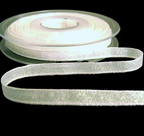 7mm natural & iridescent  metallic dazzle lame ribbon by Berisfords Ribbons UK