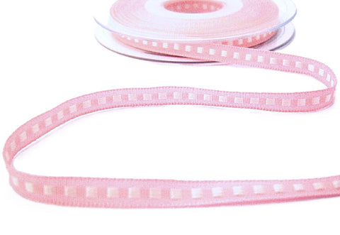 7mm Pink Taffeta & Natural Satin Box Stitch Ribbon | Berisfords